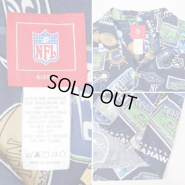 画像3: 90's NFL "SEATLE SEAHAWKS" オープンカラー レーヨンシャツ (3)