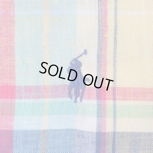 画像3: 00's Polo Ralph Lauren マドラスチェック柄 リネンボタンダウンシャツ "CUSTOM FIT" (3)