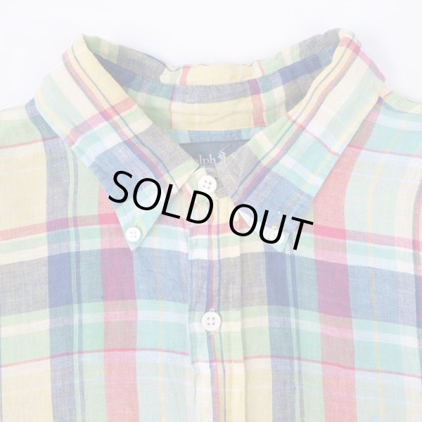 画像4: 00's Polo Ralph Lauren マドラスチェック柄 リネンボタンダウンシャツ "CUSTOM FIT" (4)