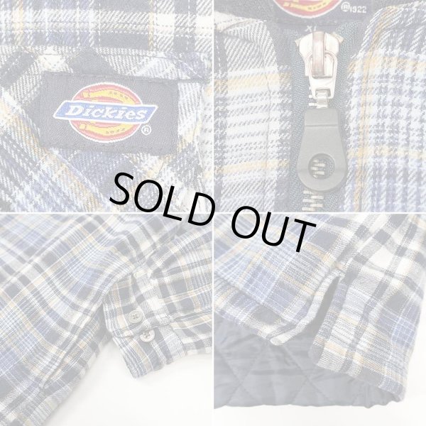 画像4: 90's Dickies キルティングライナー フーディーネルシャツ "NAVY Plaid" (4)