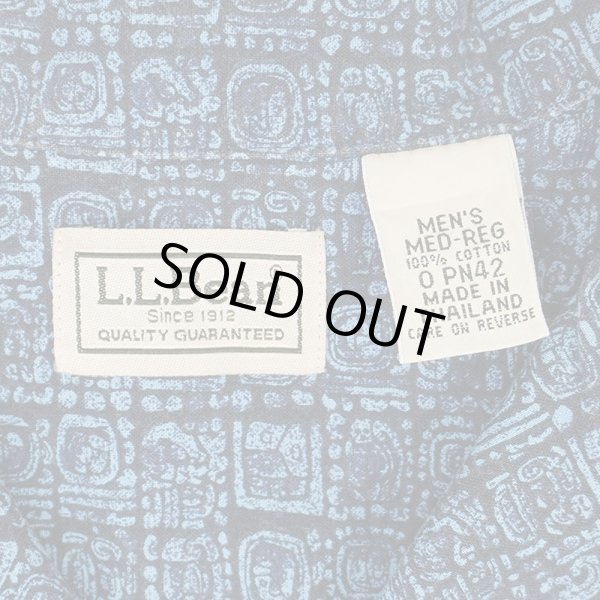 画像2: 00's L.L.Bean S/S 総柄 オープンカラーシャツ "BLUE×NAVY" (2)