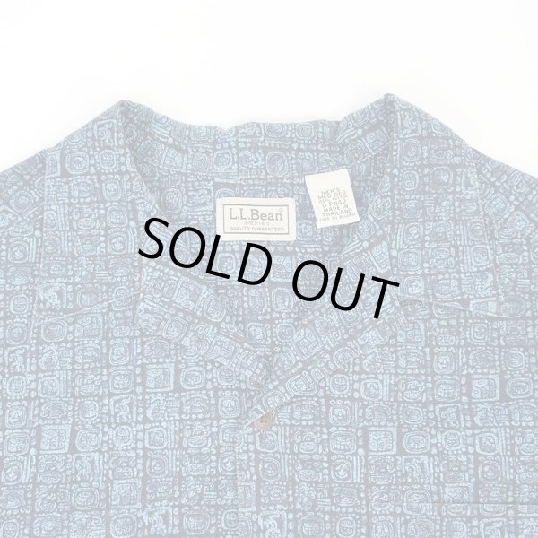 画像3: 00's L.L.Bean S/S 総柄 オープンカラーシャツ "BLUE×NAVY" (3)