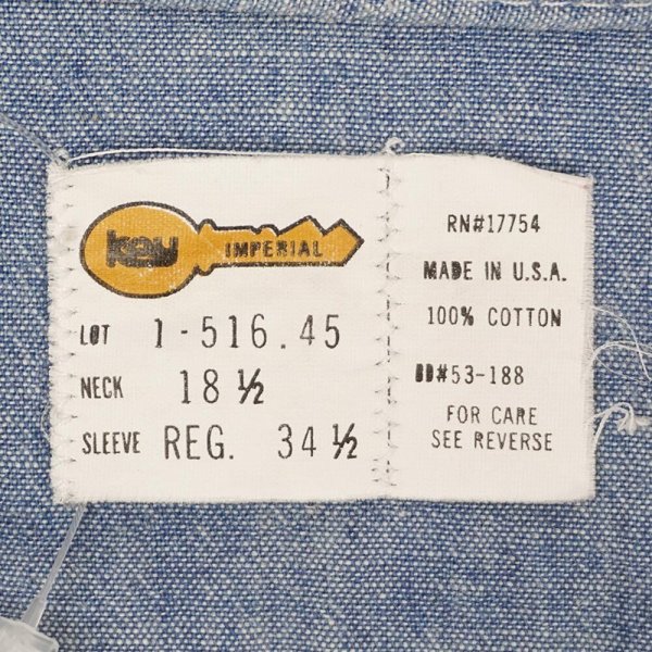 画像2: 70's KEY コットンシャンブレーシャツ "MADE IN USA" (2)