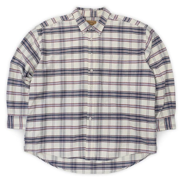 画像1: 90's ST JOHN'S BAY フランネル ボタンダウンシャツ “White × Navy Plaid” (1)