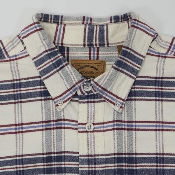 画像3: 90's ST JOHN'S BAY フランネル ボタンダウンシャツ “White × Navy Plaid” (3)