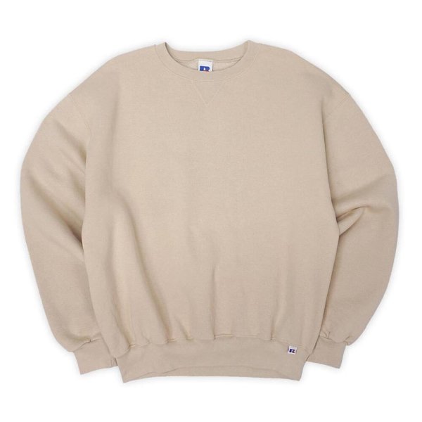 画像1: 90-00's RUSSELL 前V ブランクスウェット "BEIGE" (1)