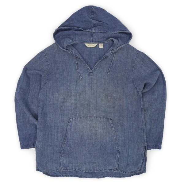 画像1: 00's Eddie Bauer インディゴリネンパーカー (1)