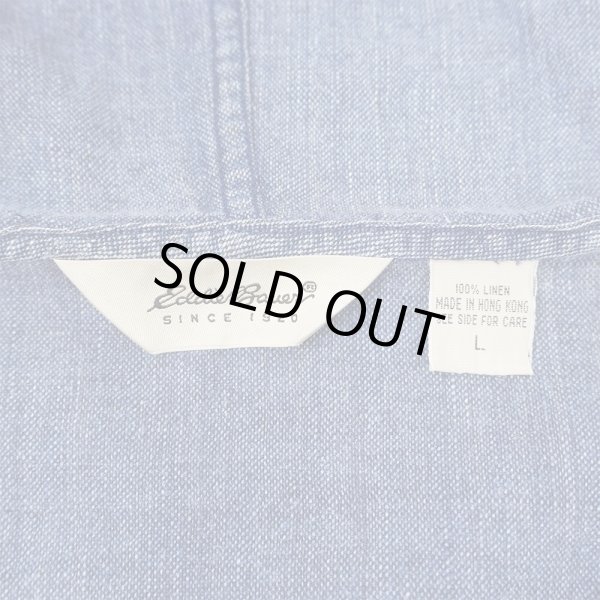 画像2: 00's Eddie Bauer インディゴリネンパーカー (2)