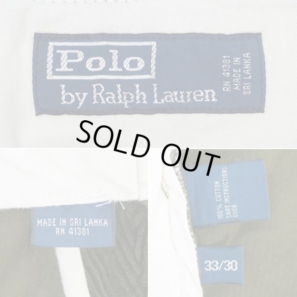 画像3: 90's Polo Ralph Lauren ノータック 太畝コーデュロイトラウザー "OLIVE / W33 L30" (3)