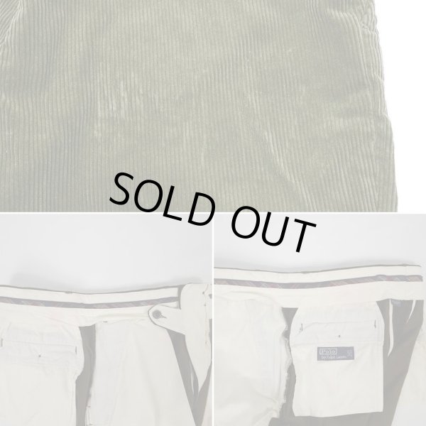 画像5: 90's Polo Ralph Lauren ノータック 太畝コーデュロイトラウザー "OLIVE / W33 L30" (5)