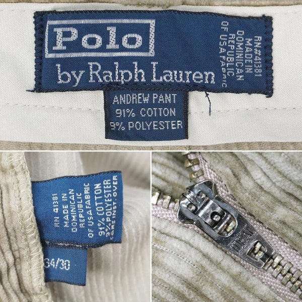 画像3: 90's Polo Ralph Lauren 2タック 太畝コーデュロイトラウザー "ANDREW PANT / W34 L30 / AS-IS" (3)