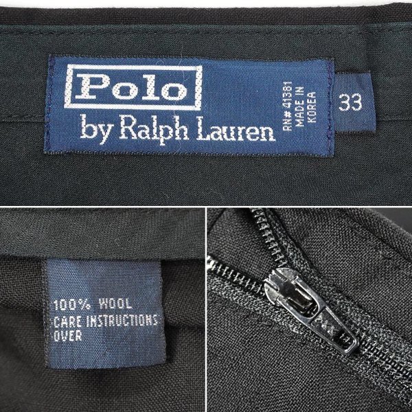 画像3: 90's Polo Ralph Lauren ノータック ウールトラウザー "BLACK / W33" (3)
