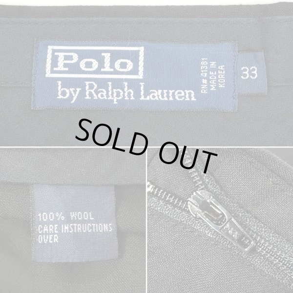 画像3: 90's Polo Ralph Lauren ノータック ウールトラウザー "BLACK / W33" (3)