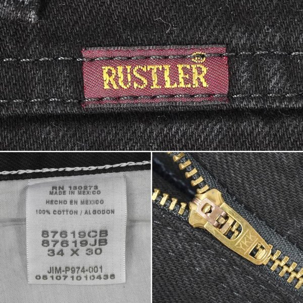 画像3: 00's RUSTLER ブラックデニムパンツ "W34 L30" (3)