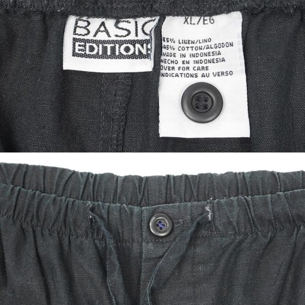画像3: 90's BASIC EDITIONS リネンコットン イージーパンツ "BLACK" (3)