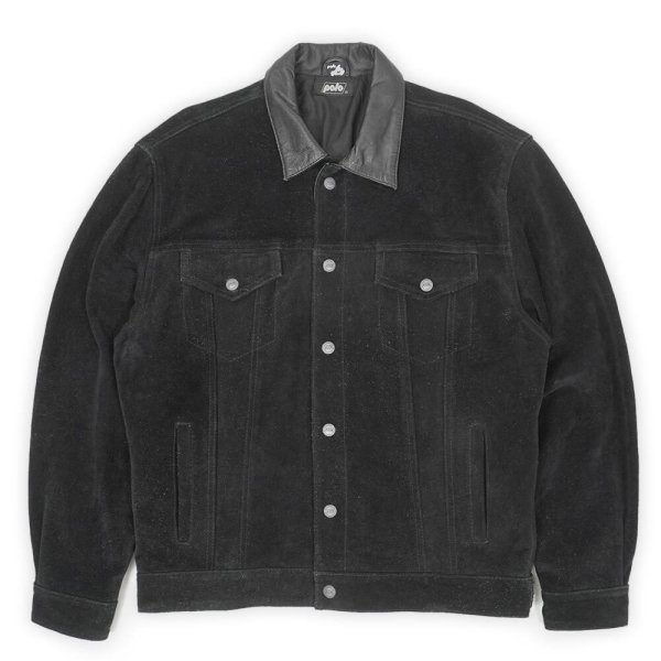 画像1: 90's polo スウェード トラッカージャケット "BLACK" (1)