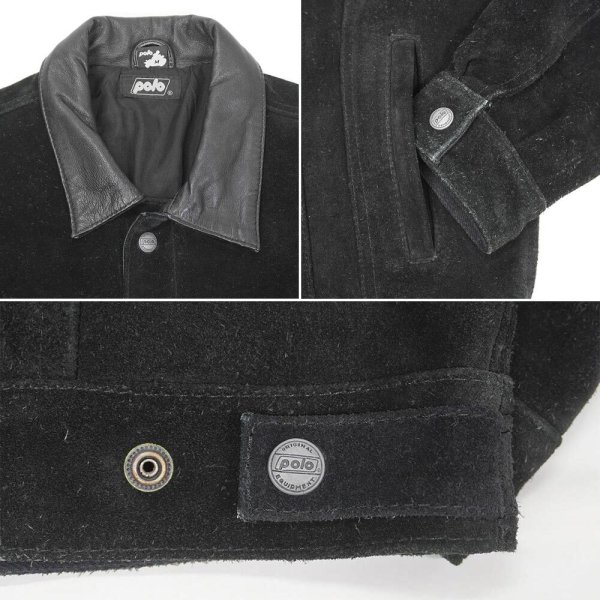 画像3: 90's polo スウェード トラッカージャケット "BLACK" (3)