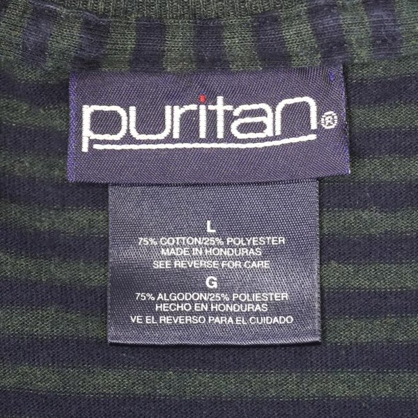 画像2: 90's Puritan ボーダーTシャツ "GREEN × NAVY" (2)