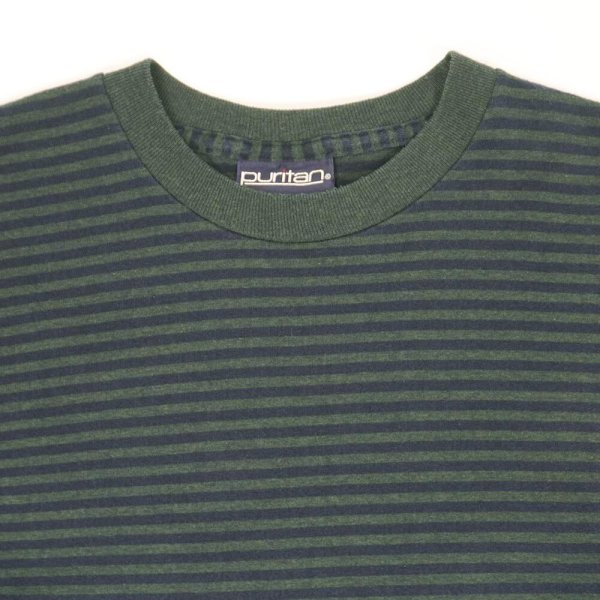 画像3: 90's Puritan ボーダーTシャツ "GREEN × NAVY" (3)