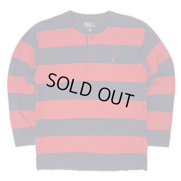 画像1: 90' Polo Ralph Lauren ボーダー柄 ヘンリーネックカットソー (1)