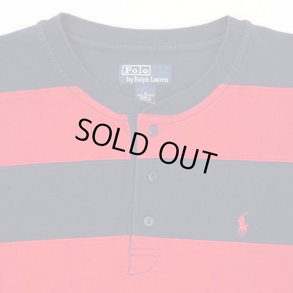 画像3: 90' Polo Ralph Lauren ボーダー柄 ヘンリーネックカットソー (3)