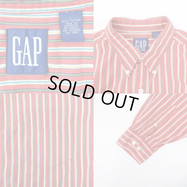 画像3: 90's OLD GAP マルチストライプ柄 ボタンダウンシャツ (3)