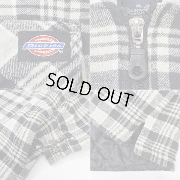 画像4: 90's Dickies キルティングライナー フーディーネルシャツ "BLACK Plaid" (4)