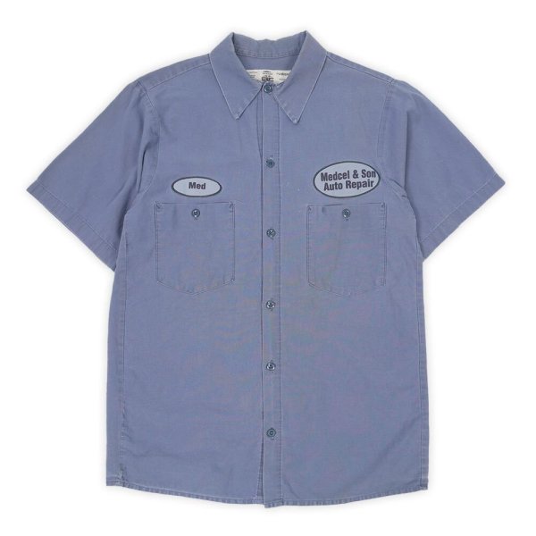 画像1: 90's EWC S/S コットンワークシャツ "FADE NAVY" (1)