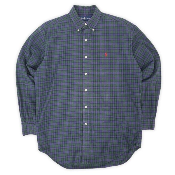 画像1: 90-00's Polo Ralph Lauren フランネル ボタンダウンシャツ "BLAKE / Navy Plaid" (1)