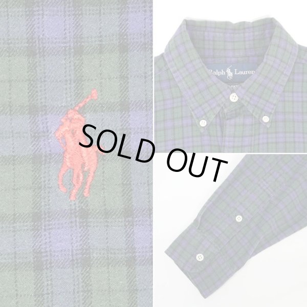 画像3: 90-00's Polo Ralph Lauren フランネル ボタンダウンシャツ "BLAKE / Navy Plaid" (3)
