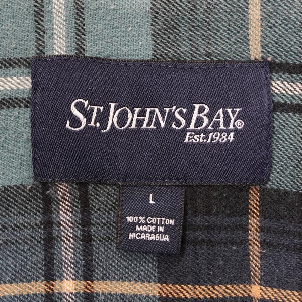 画像2: 00's ST JOHN'S BAY フランネル ボタンダウンシャツ “Blue × Black Plaid” (2)