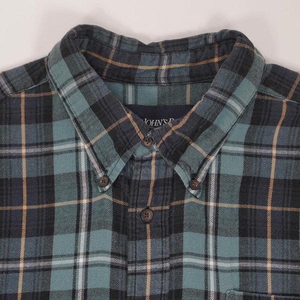 画像3: 00's ST JOHN'S BAY フランネル ボタンダウンシャツ “Blue × Black Plaid” (3)