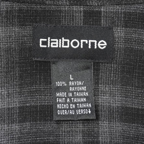 画像2: 00's Claiborne オンブレチェック柄 レーヨンシャツ "BLACK BASE" (2)