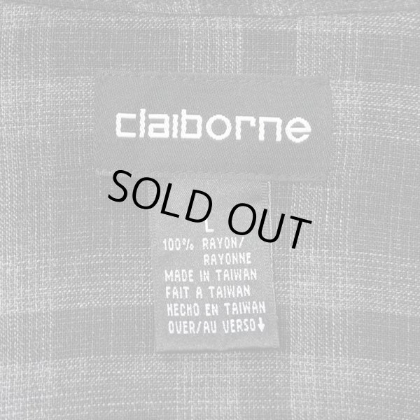 画像2: 00's Claiborne オンブレチェック柄 レーヨンシャツ "BLACK BASE" (2)