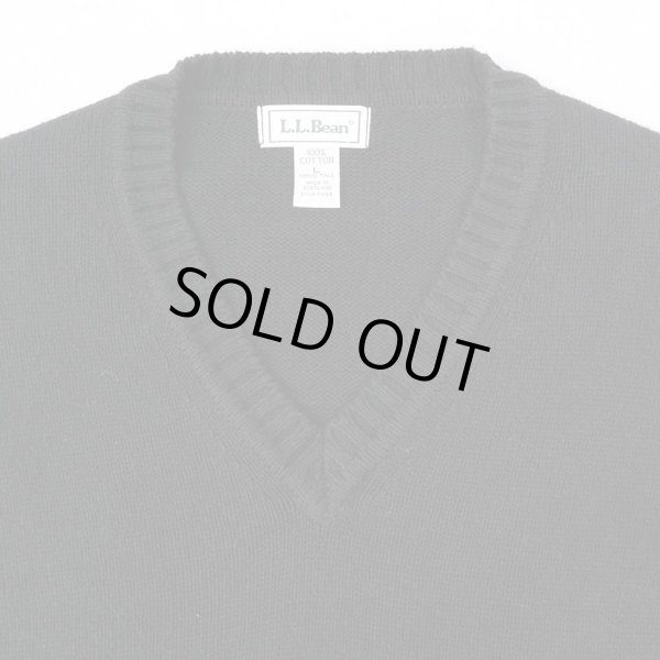 画像3: 90's L.L.Bean Vネック コットンニット "MADE IN SCOTLAND / BLACK" (3)