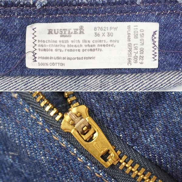 画像4: 90's RUSTLER 87621PW デニムパンツ "DEADSTOCK / MADE IN USA / W36 L30" (4)