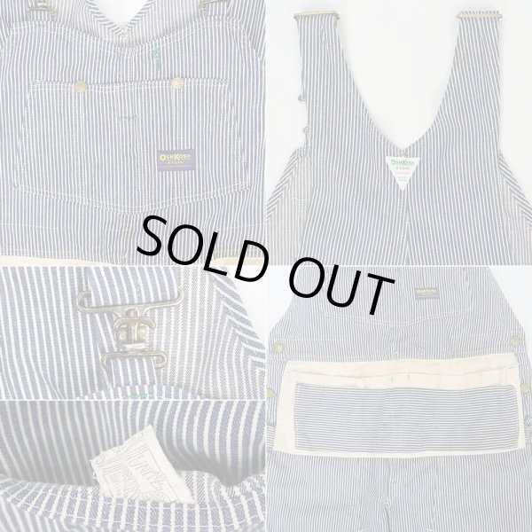 画像4: 60's OSHKOSH ヒッコリーストライプ柄 ダブルニーオーバーオール (4)