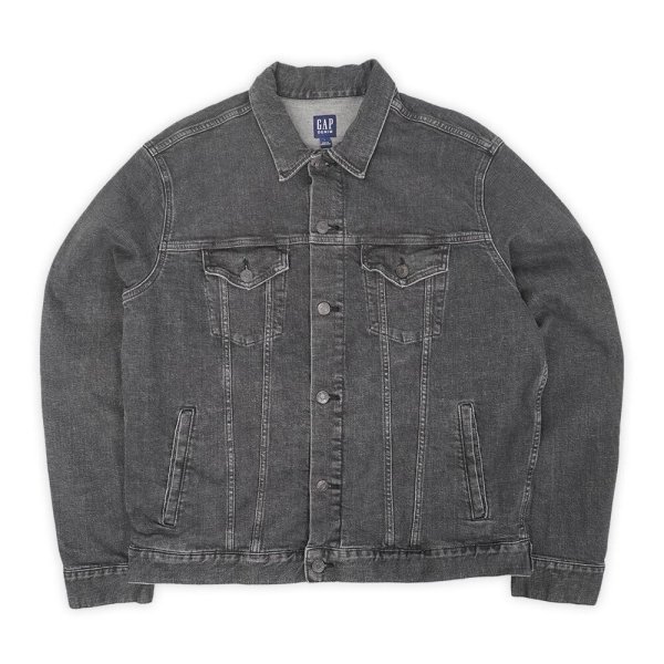 画像1: 00's GAP 先染めブラックデニムジャケット (1)