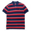 画像1: 90's Polo Ralph Lauren マルチボーダー柄 ポロシャツ “NAVY” (1)