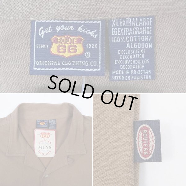 画像3: 90's ROUTE 66 コットンピケ オープンカラーシャツ "BROWN / DEADSTOCK" (3)