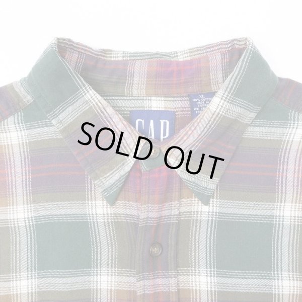 画像3: 90's OLD GAP オンブレチェック柄 コットンワークシャツ (3)