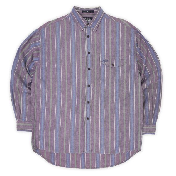 画像1: 90's DOCKERS マルチストライプ柄 シャンブレーシャツ (1)