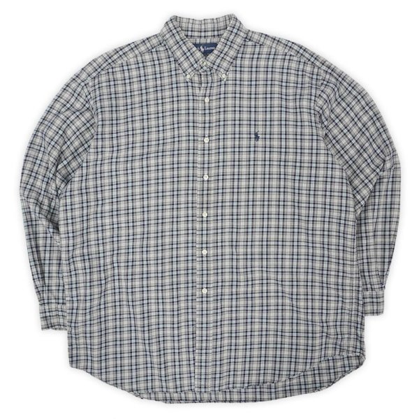 画像1: 90's Polo Ralph Lauren フランネル ボタンダウンシャツ "BLAKE / Gray Plaid" (1)