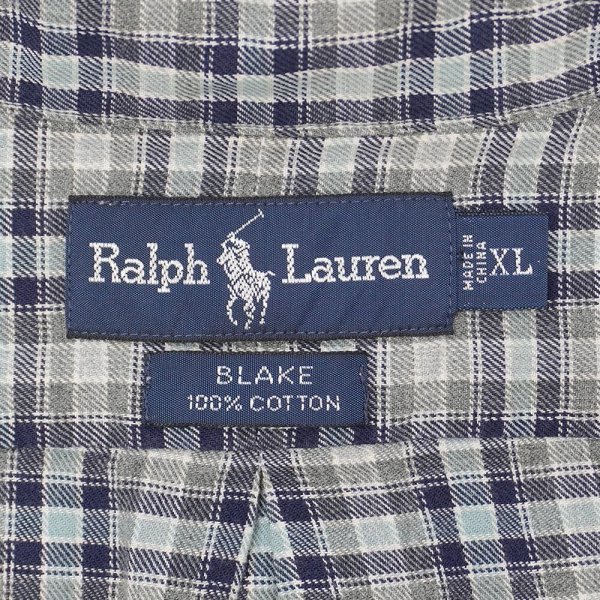 画像2: 90's Polo Ralph Lauren フランネル ボタンダウンシャツ "BLAKE / Gray Plaid" (2)