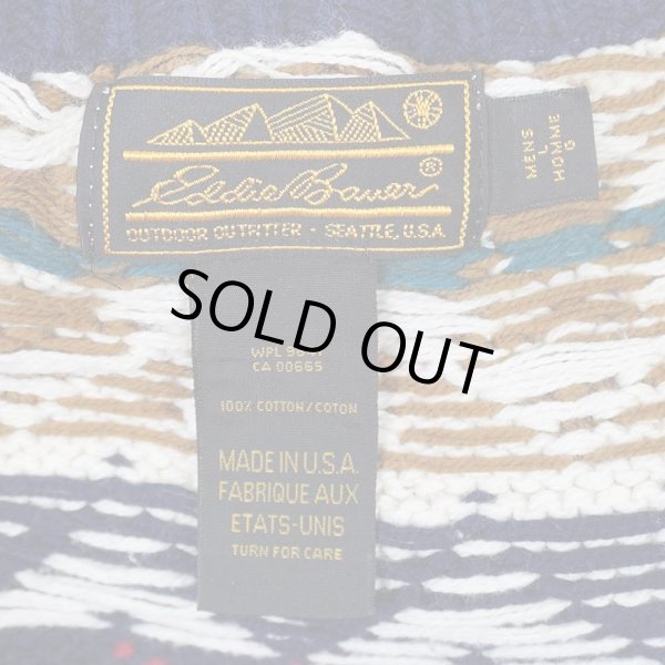 画像2: 90's Eddie Bauer ノルディック柄 コットンニット "黒タグ / MADE IN USA" (2)