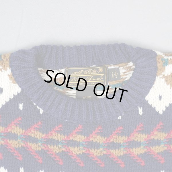 画像3: 90's Eddie Bauer ノルディック柄 コットンニット "黒タグ / MADE IN USA" (3)