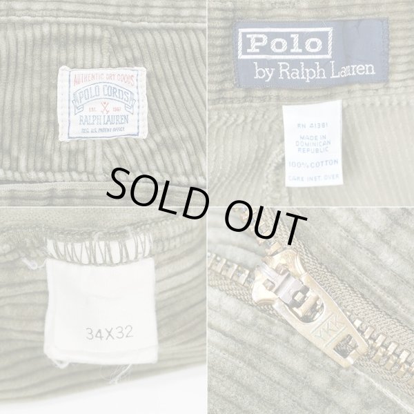 画像3: 90's Polo Ralph Lauren 2タック 太畝コーデュロイトラウザー "初期タグ / W34 L32" (3)