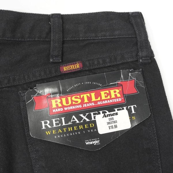 画像3: 90's RUSTLER 87625CB ブラックデニムパンツ "DEADSTOCK / MADE IN USA / W32 L32" (3)