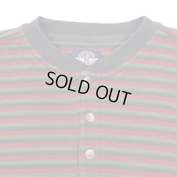 画像3: 90's DOCKERS マルチボーダー柄 ヘンリーネックカットソー "DEADSTOCK" (3)