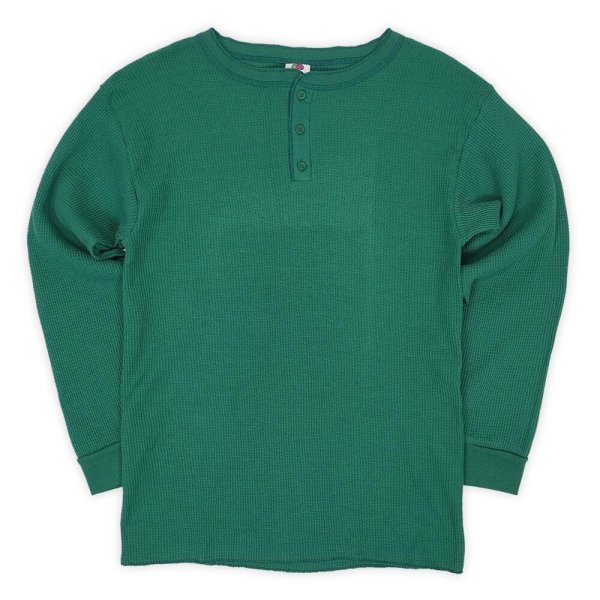 画像1: 00's Fruit of the loom ヘンリーネック サーマル カットソー "Green / DEADSTOCK" (1)